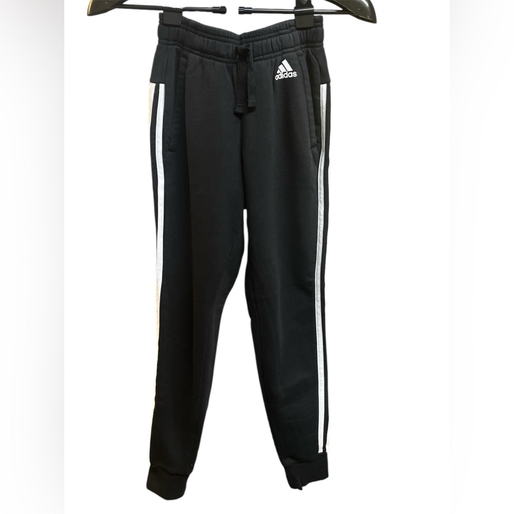 Adidas Black Joggers with White Stripes
